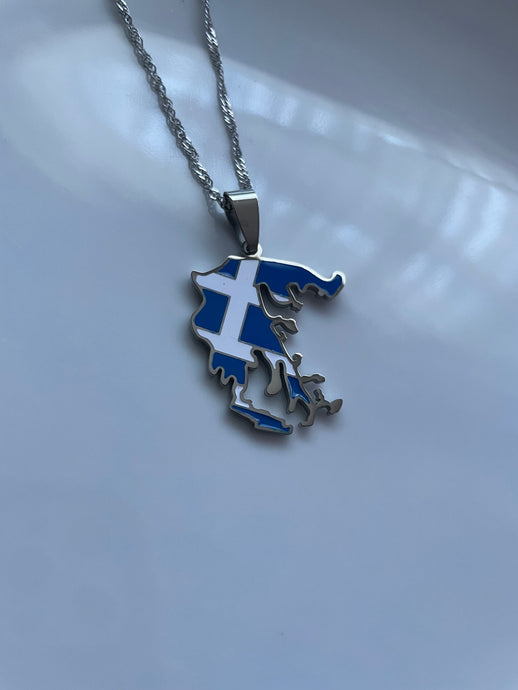 GREECE Necklace - SILVER (Flag) - Oara Official